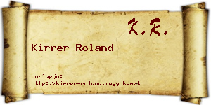 Kirrer Roland névjegykártya